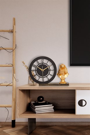 Muyika Bunnela Gold Sessiz Mekanizmalı Polyester Biblo Metal Masa Saati 21 x 21 cm KÖPEK MMS-POB