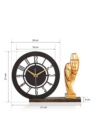 Muyika Bunnela Gold Sessiz Mekanizmalı Polyester Biblo Metal Masa Saati 21 x 21 cm DEVOTİON MMS-POB